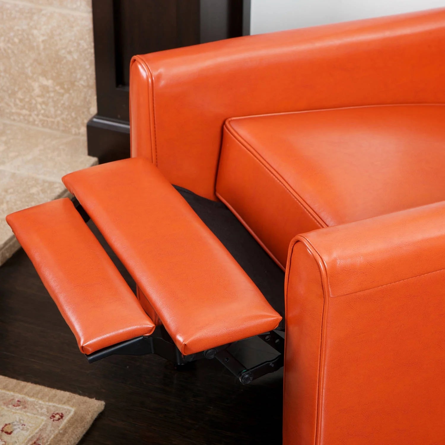 Orange Bonded Leather Push Back Recliner I389