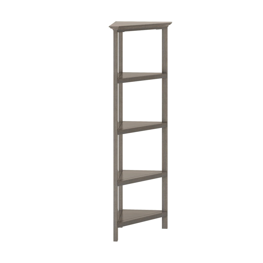 4-Tier Corner Wooden Bookcase Washed Grey X919