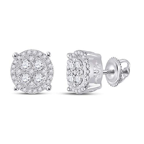 10kt White Gold Round Diamond Cluster Earrings 1/2 Cttw G6048