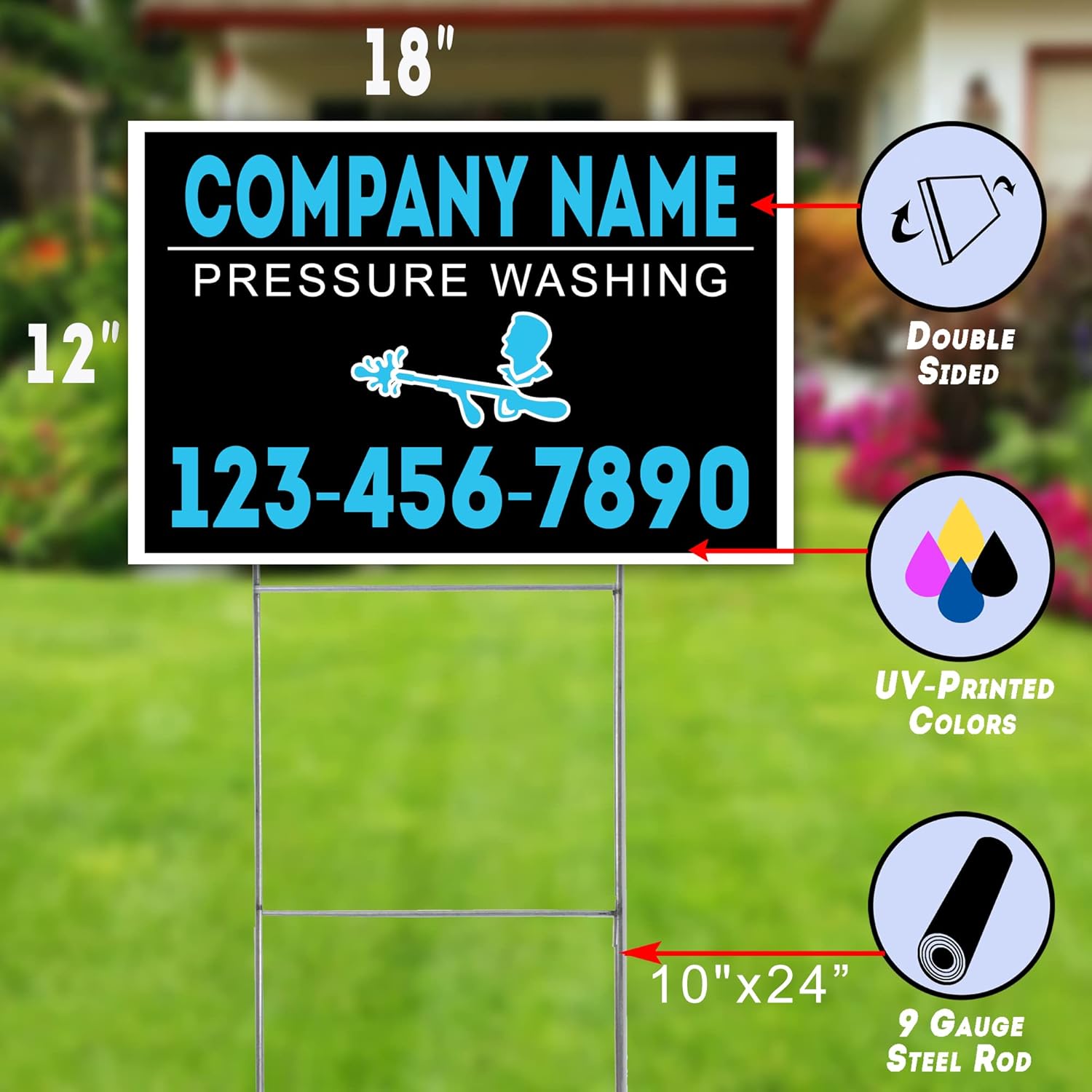 Plastic 18x12" Double-Sided Waterproof Signs, Pack of 2 I2964