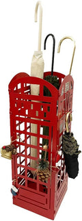 Red Metal Umbrella Stand Rack with Cane Holder P830448