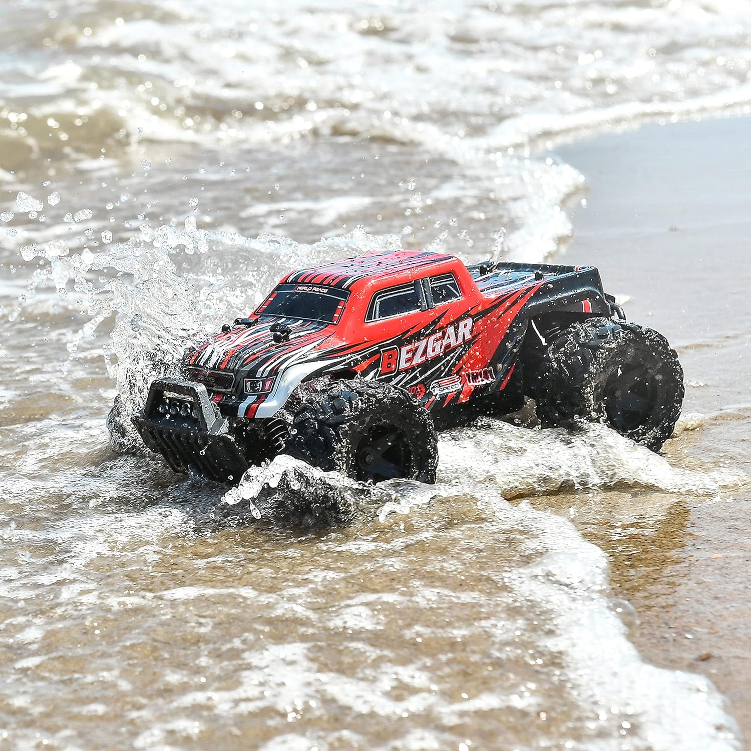 1:14 Scale Remote Control Car, 4WD Electric Toy Off Road RC Monster Truck with Two Rechargeable Batteries T249