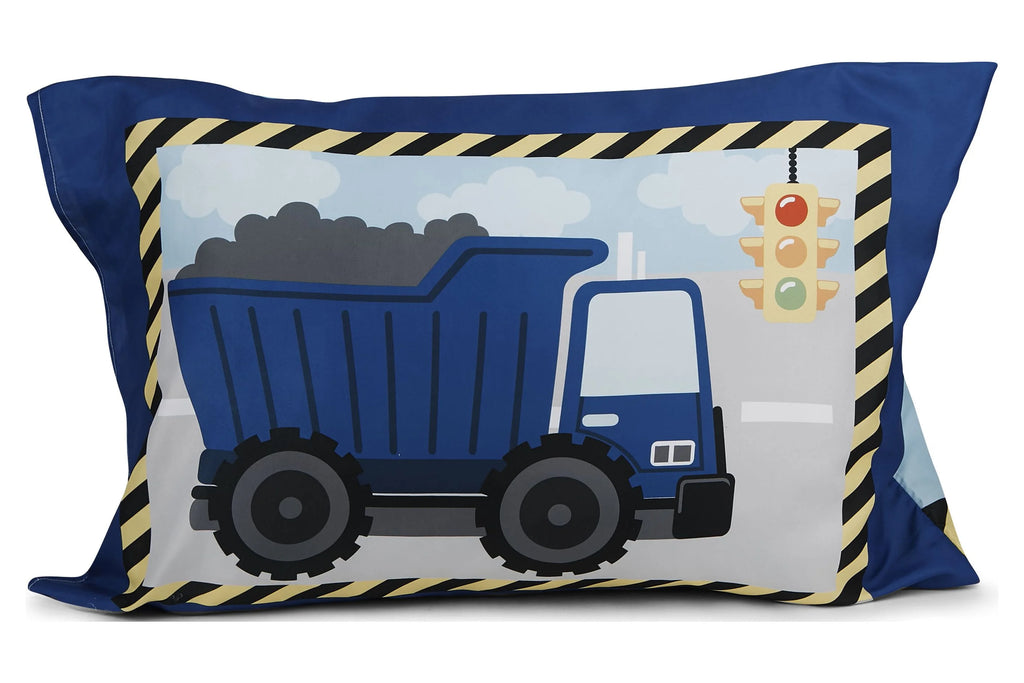 4 Pieces Construction Trucks Bedding Sets with Bedspread Fitted Sheet Flat Sheet Pillow Case D387