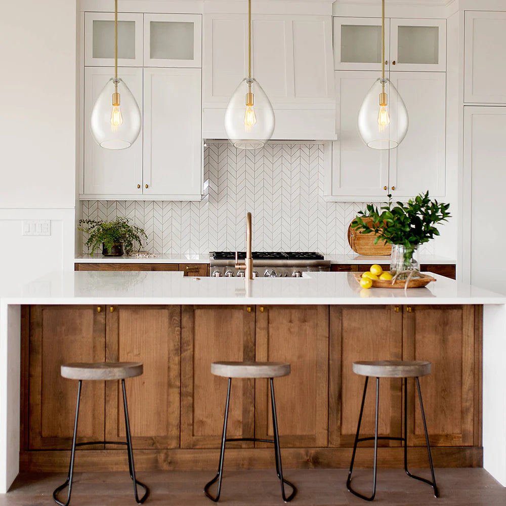 1-Light Dimmable Clear Glass Pendant N6965