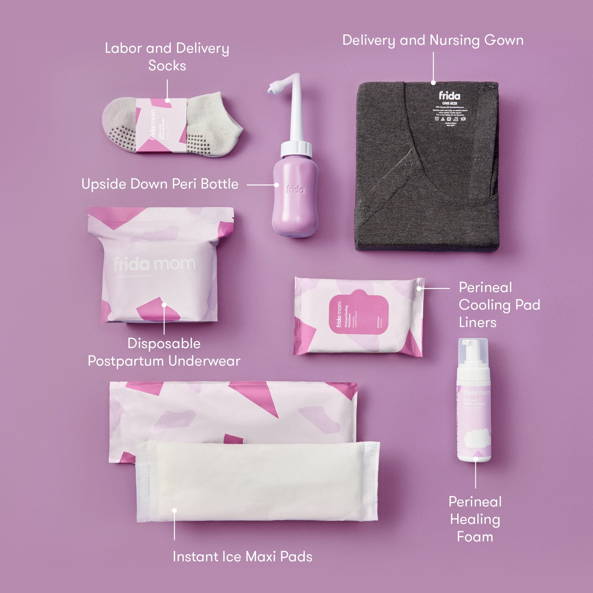 7 Count Postpartum Care Recovery Kit with Peri Bottle and Disposable Underwear W999