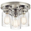 Brushed Nickel 3-Light Flush Mount Fixture W25010