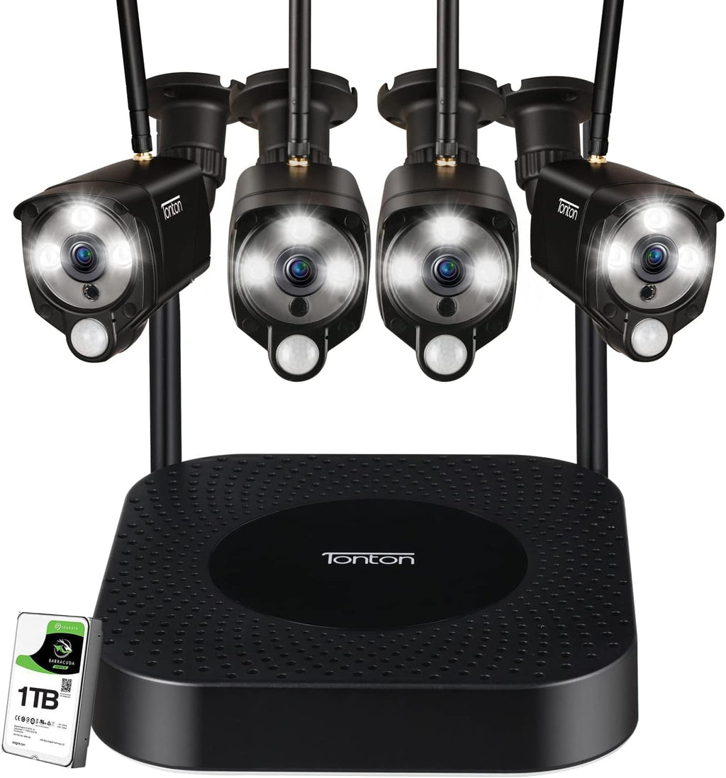 8CH NVR with 1TB HDD and 6PCS 3MP Outdoor Bullet Cameras with PIR Sensor and Floodlight Q199