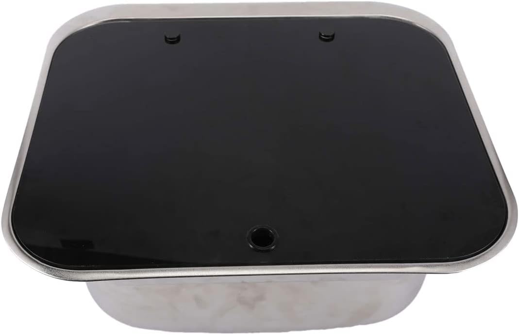 RV Kitchen Sink Stainless Steel Hand Wash Basin with Tempered Glass Lid A77244