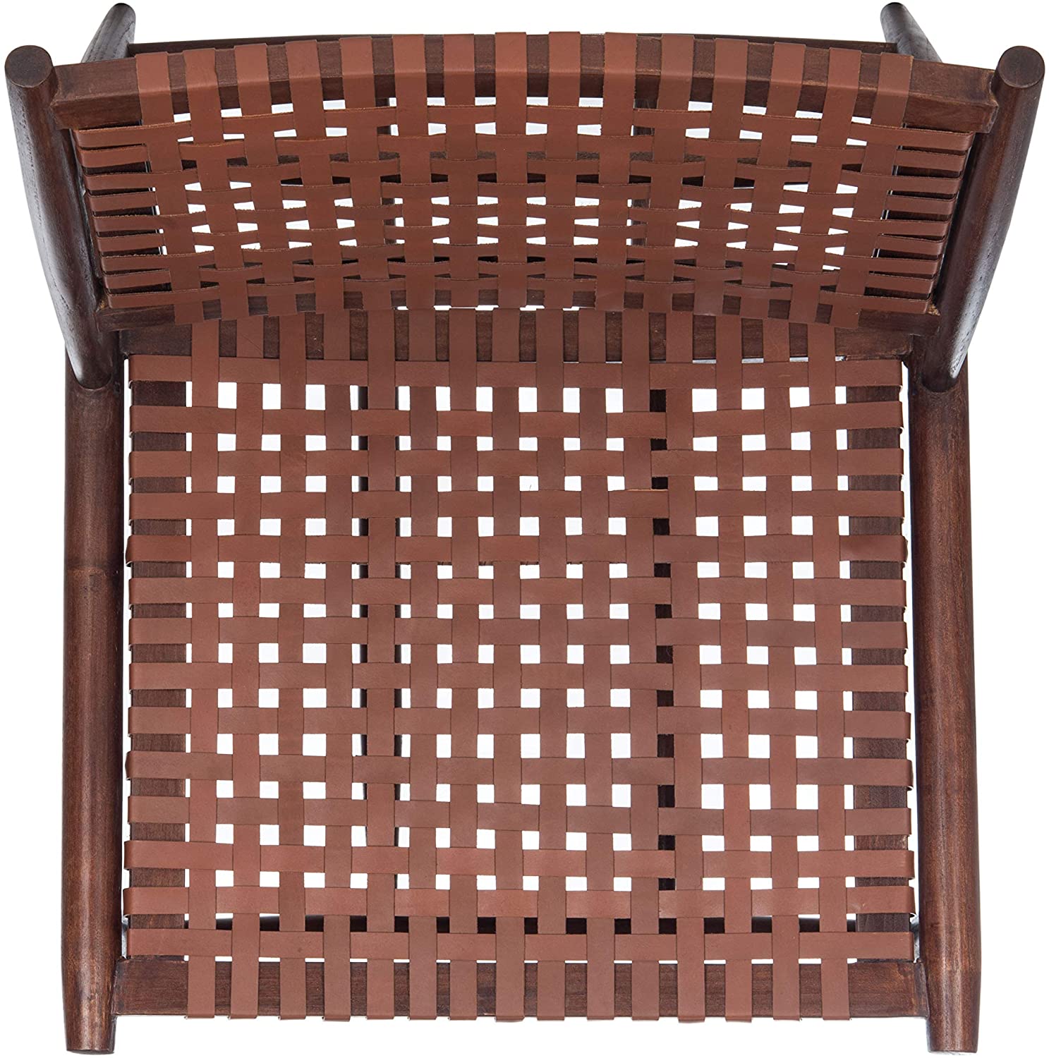 Brown Leather Woven Accent Chair Y972