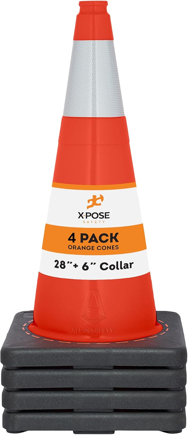 Orange PVC Plastic Traffic Cones with 6 Collar G6051