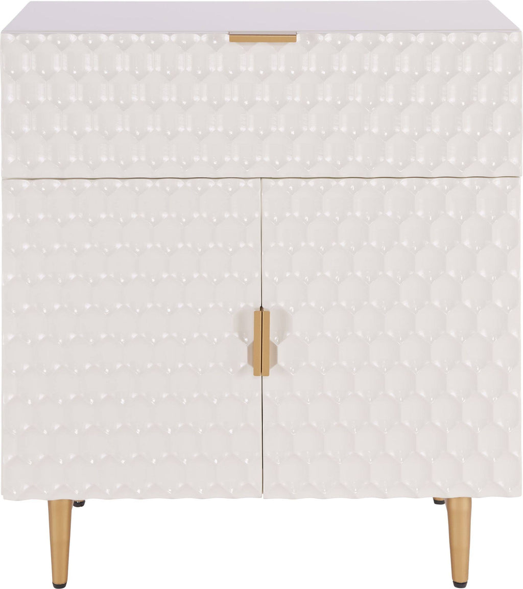 White 1-Drawer Geometric Small Cabinet Z490