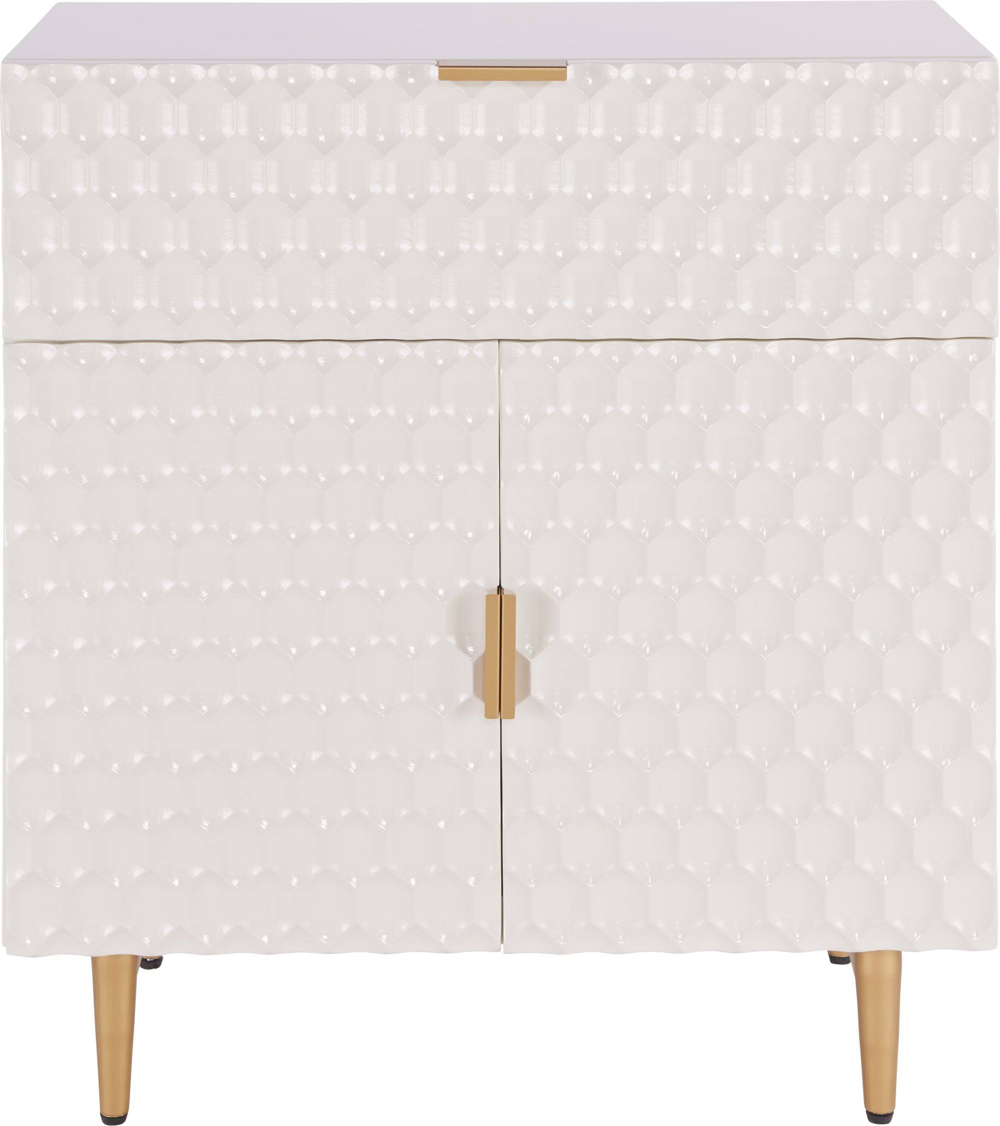 White 1-Drawer Geometric Small Cabinet Z490