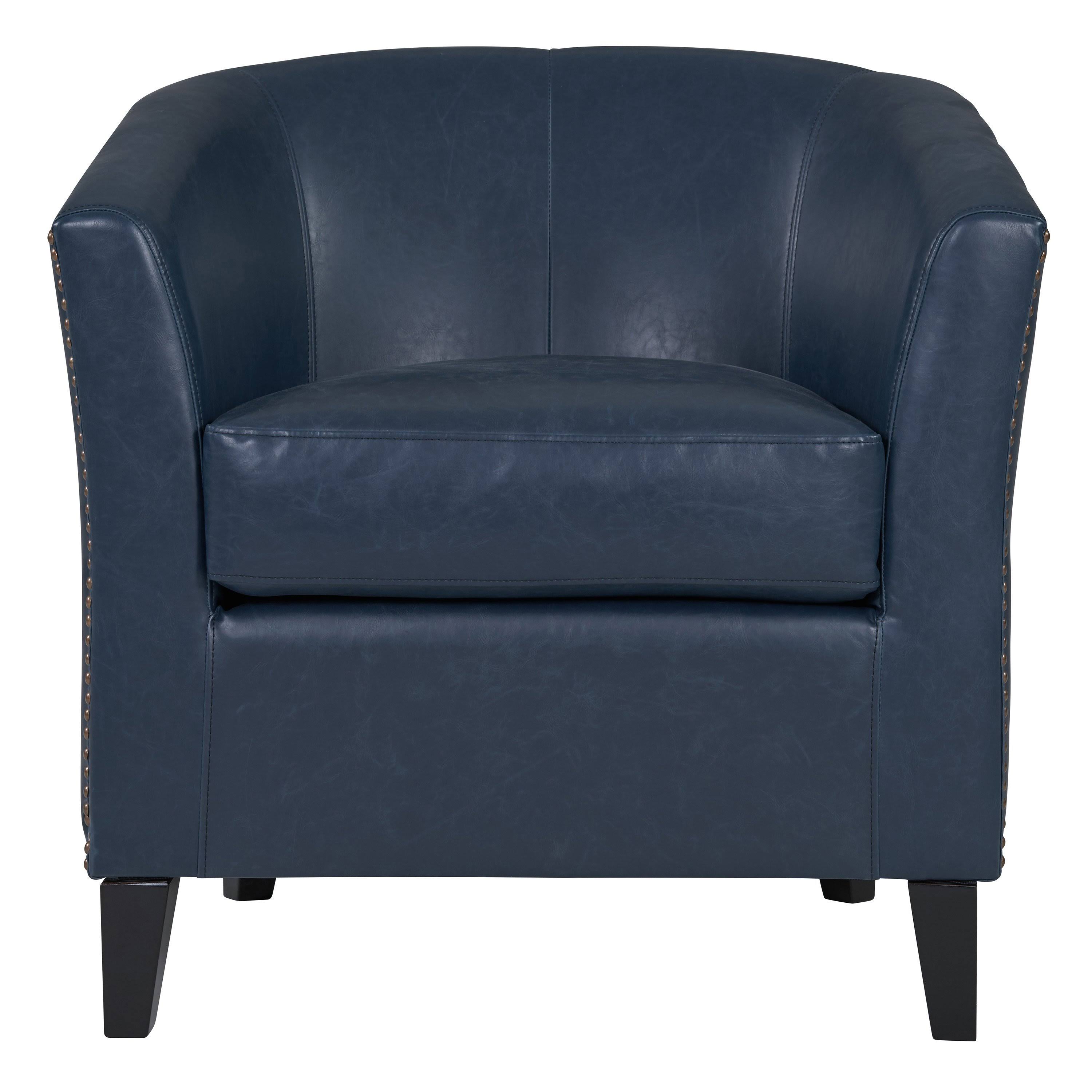 Vintage Blue Bonded Leather Tub Chair W4927