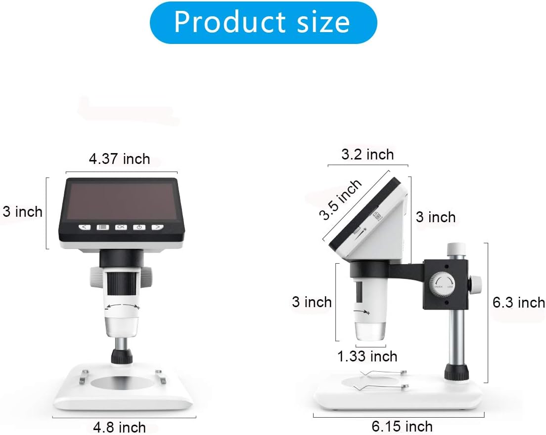 4.3 inch 50X-1000X 2 Megapixels USB Microscope with 32G TF Card Pack of 2 K2709