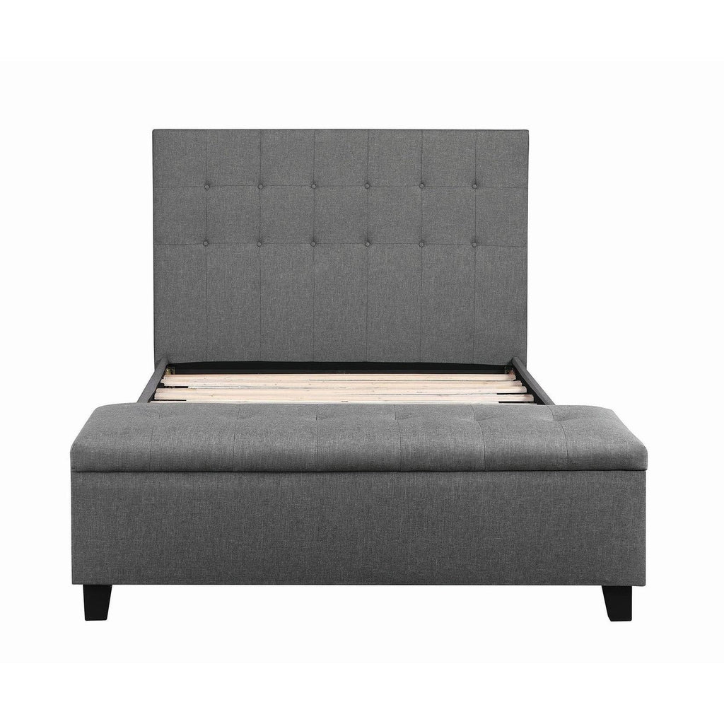 Gray Button Tufted Bed with Attached Storage Bench S510805