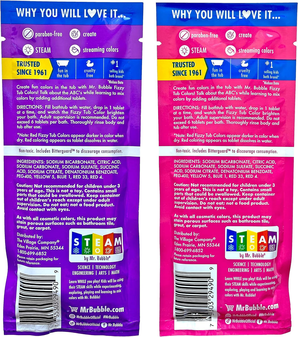 Fizzy Tub Colors (12 Packets, 9 Tablets Each) C422