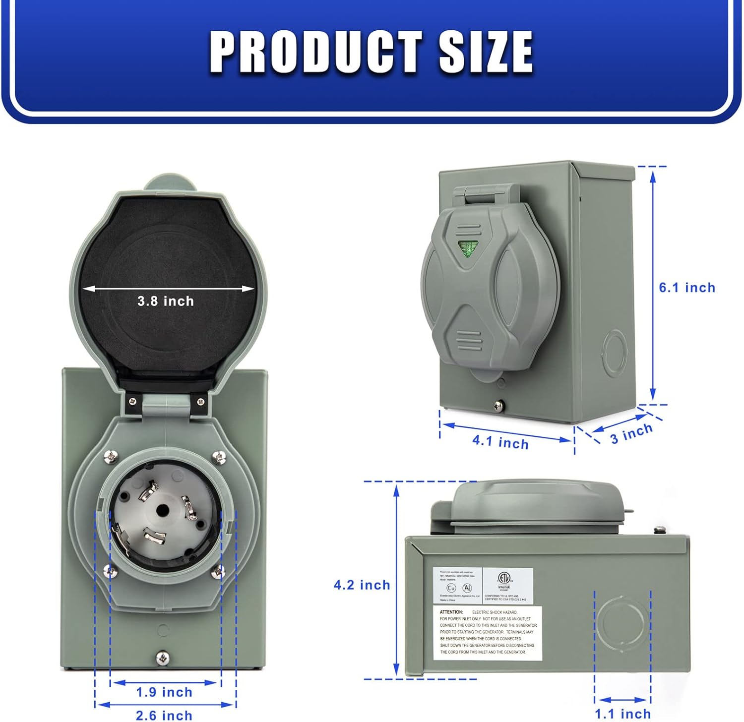 50 Amp Generator Power Inlet Box NEMA SS2-50P F6736