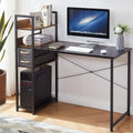 Computer Desk with Storage Shelves and Canvas Drawer, Black & Rustic Brown, Pack of 2 O11351