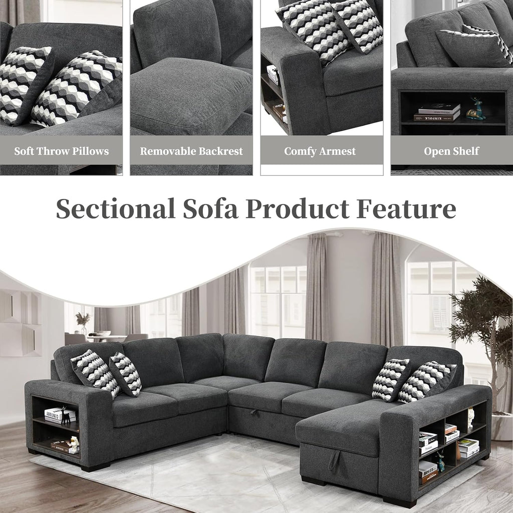 Grey Oversized Sectional Sofa with Storage R9182