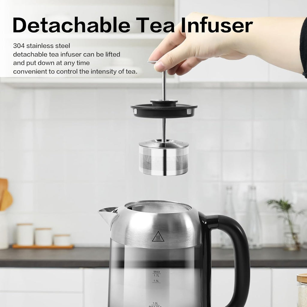 1.7L Borosilicate Glass Electric Kettle with Temperature Control X277