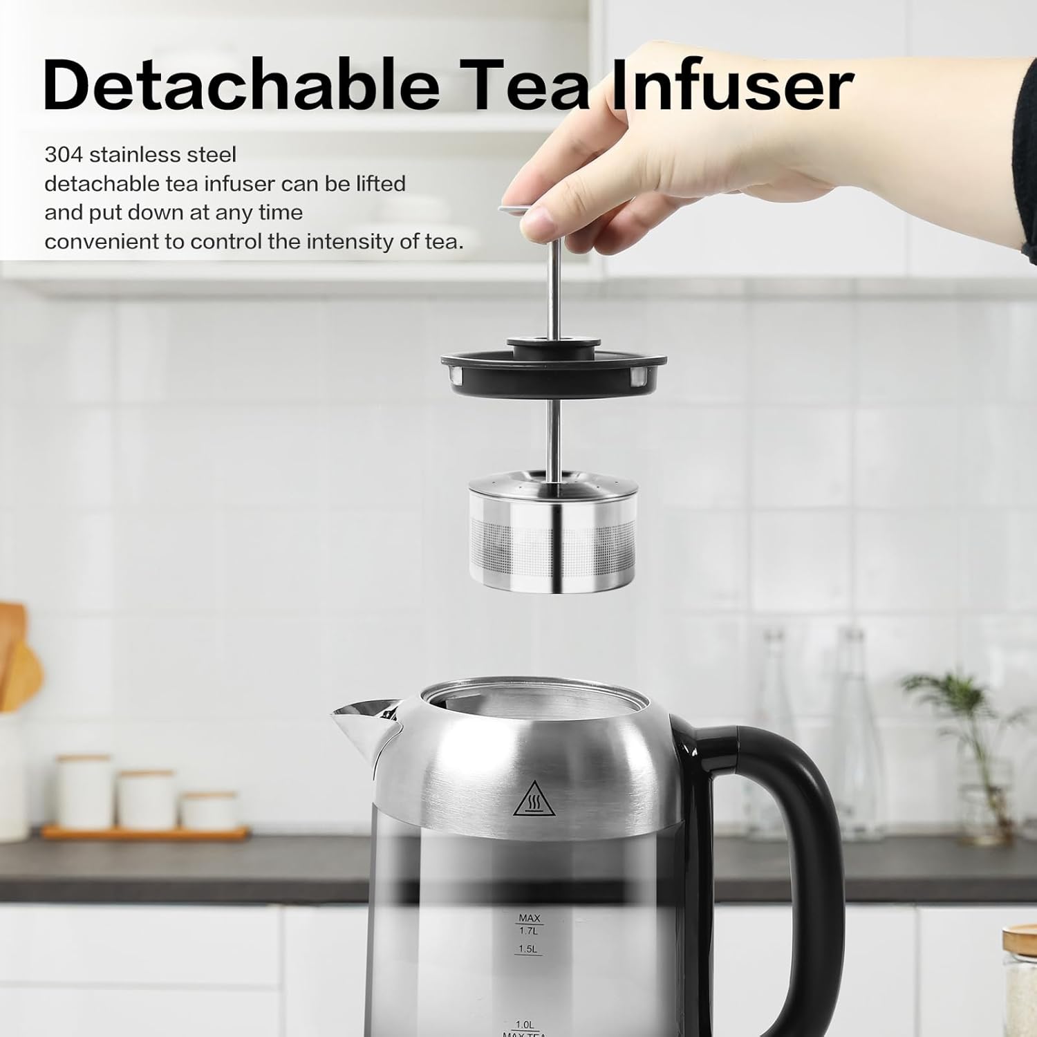1.7L Borosilicate Glass Electric Kettle with Temperature Control X277