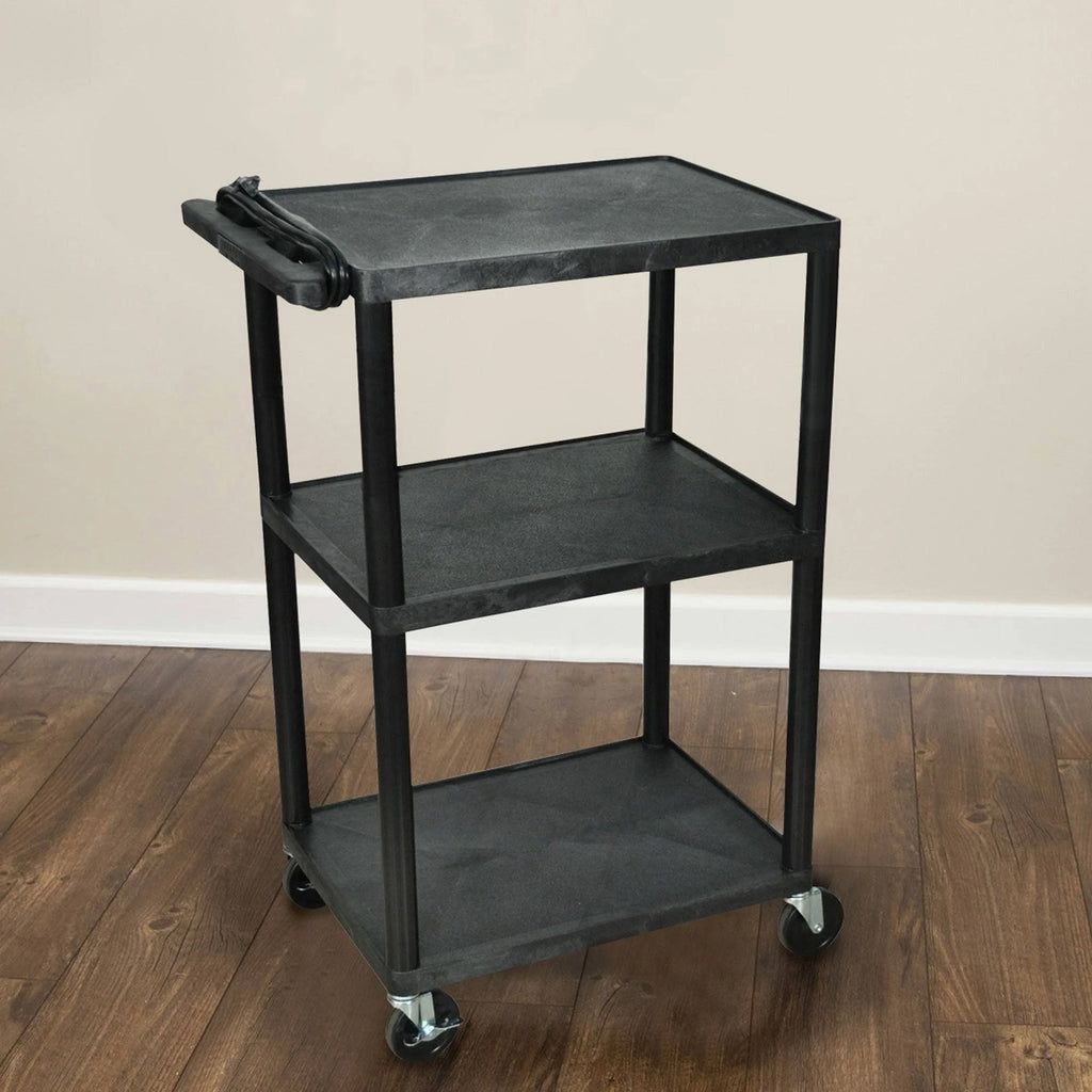 42x22H A V Cart with Three Shelves, Electric R37890