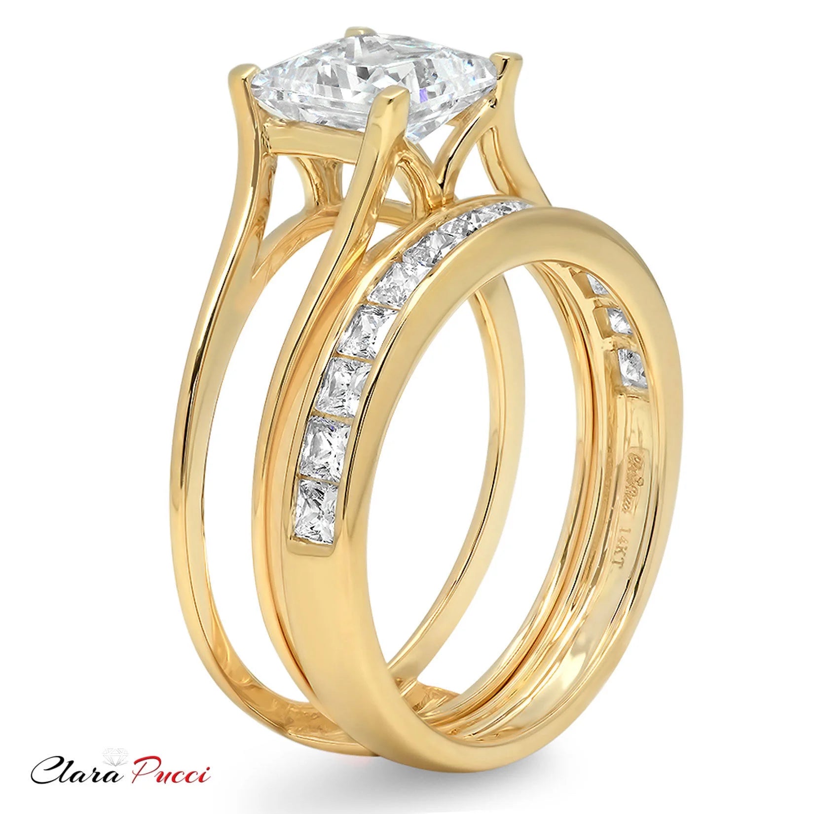 18K Yellow Gold Solitaire Bridal Set SZ 3.5 K4330