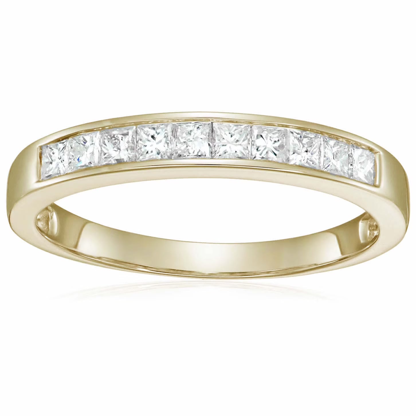 14K Yellow Gold Princess Cut Diamond Wedding Band Size 9 J7423