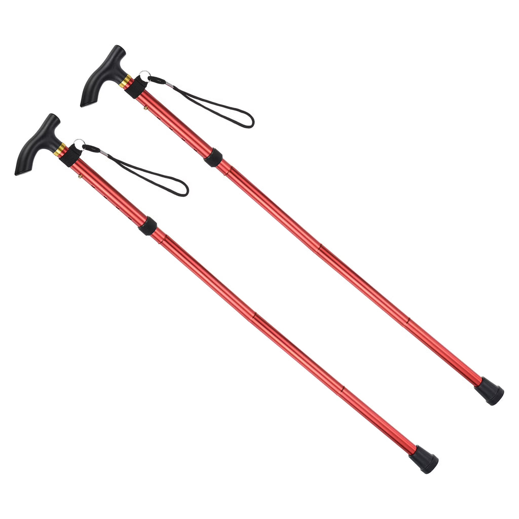 Red Aluminum Alloy Trekking Poles 2 Pack J9131