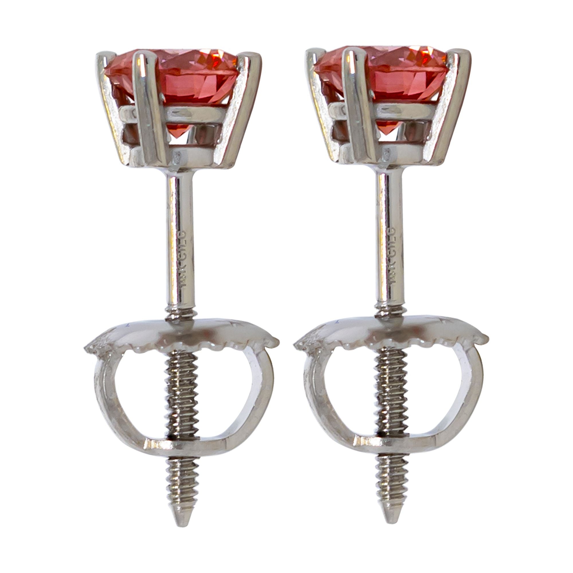 0.75 Cttw Lab Grown Pink Diamond Stud Earrings 14k White Gold F7890