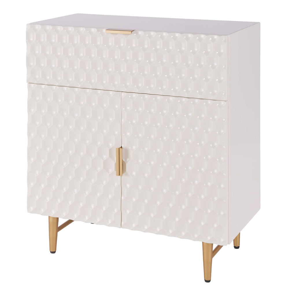 White 1-Drawer Geometric Small Cabinet Z490