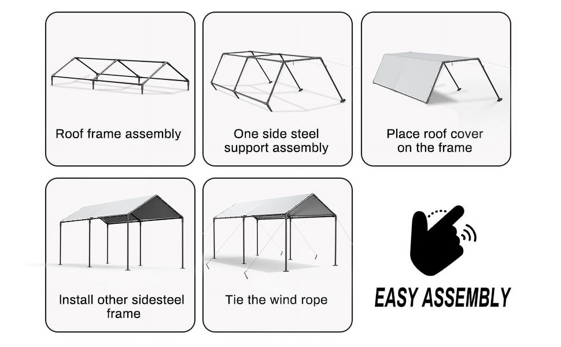 10 x 20Ft Heavy Duty Carport with Steel Wire Rope I87941