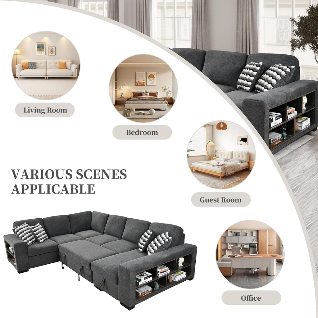 Grey Oversized Sectional Sofa with Storage R9182