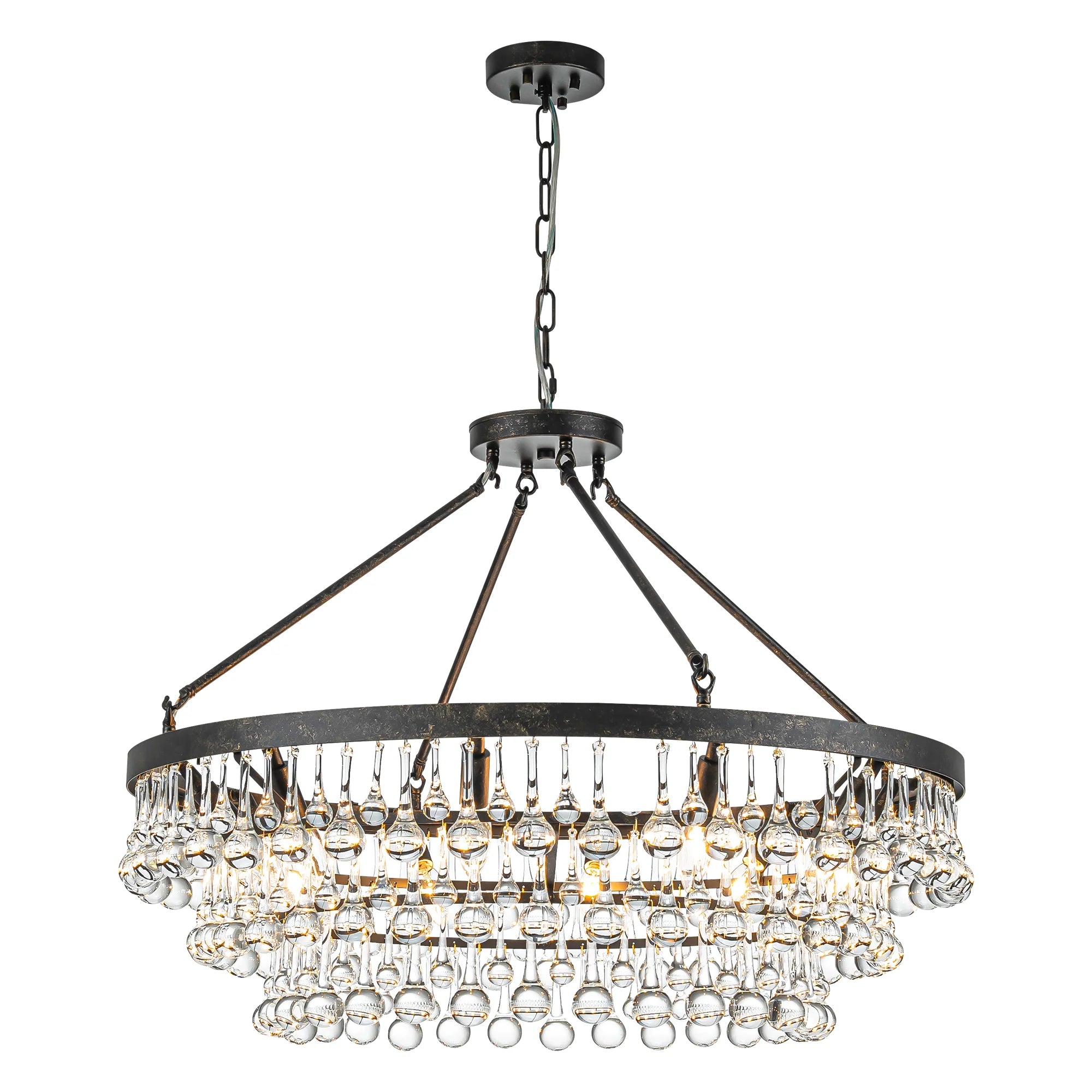 10-Light 3-Tier Drum Crystal Chandelier W1088