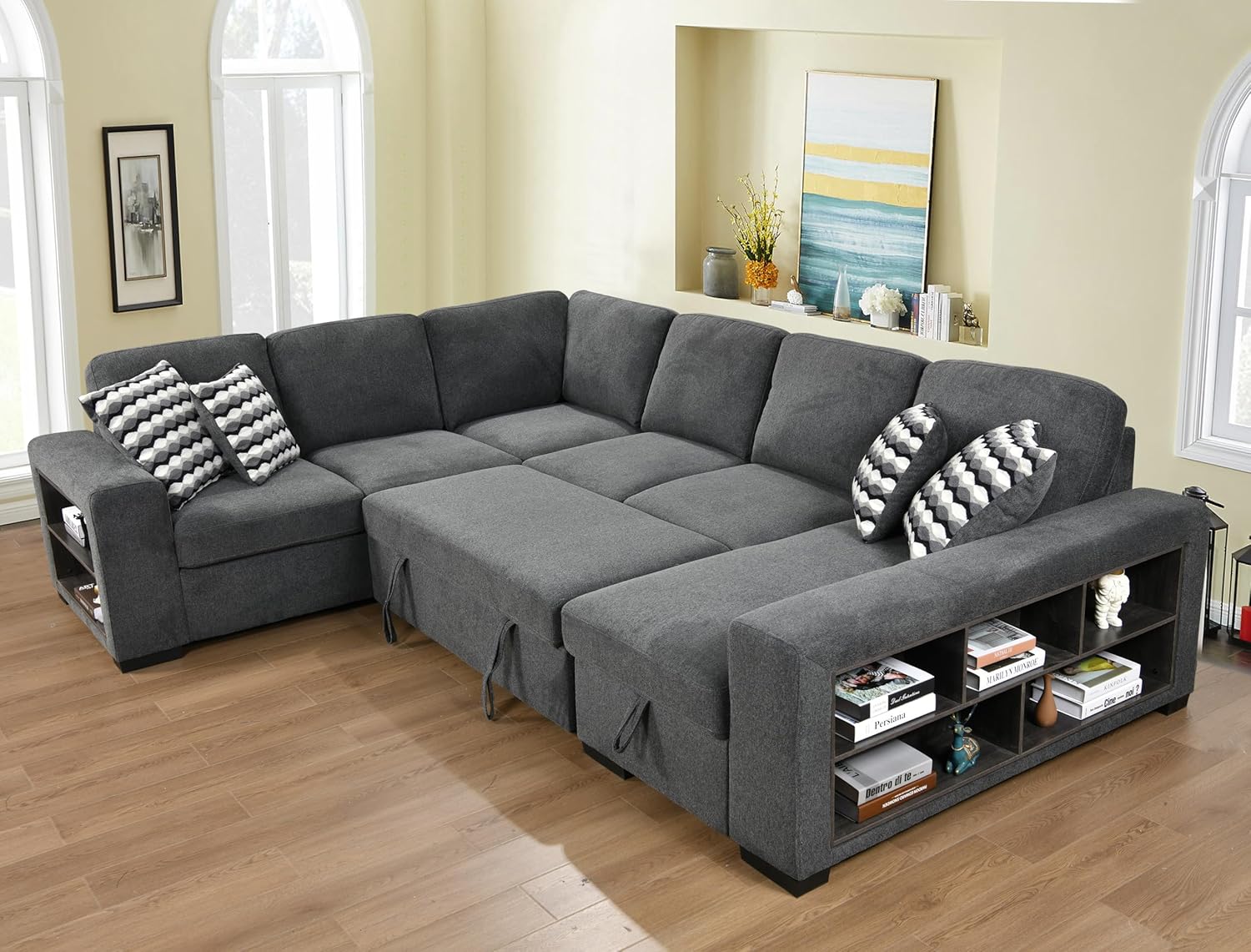 Grey Oversized Sectional Sofa with Storage R9182