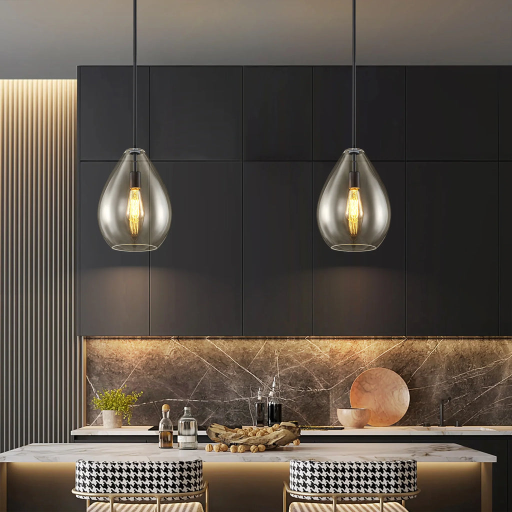 1-Light Dimmable Clear Glass Pendant N6965