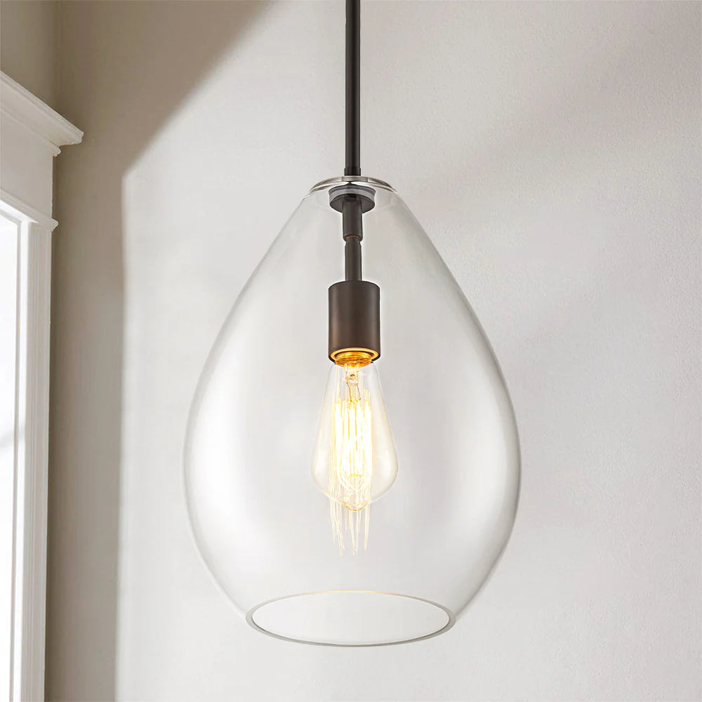 1-Light Dimmable Clear Glass Pendant N6965