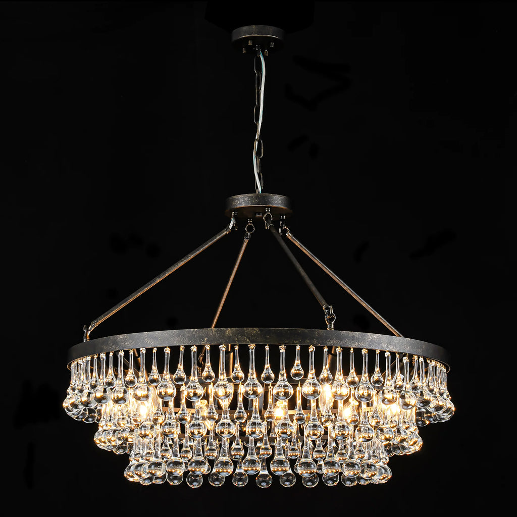 10-Light 3-Tier Drum Crystal Chandelier W1088