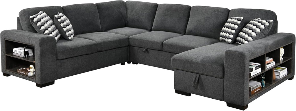 Grey Oversized Sectional Sofa with Storage R9182