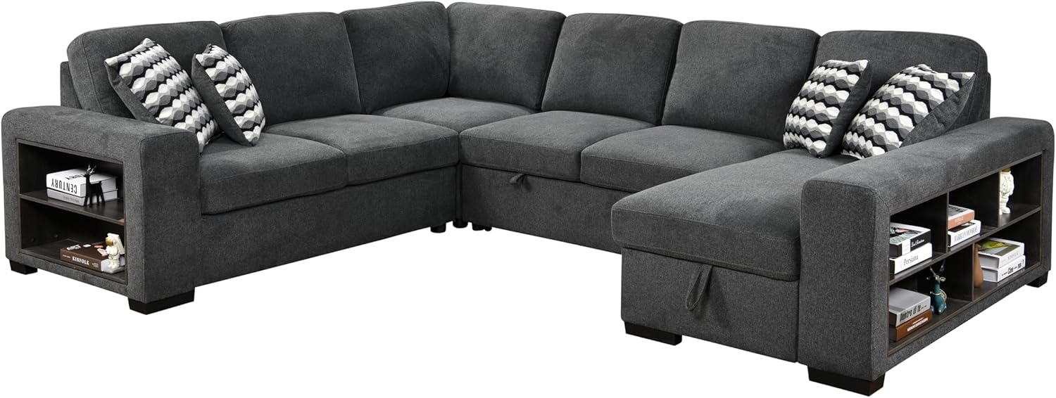 Grey Oversized Sectional Sofa with Storage R9182