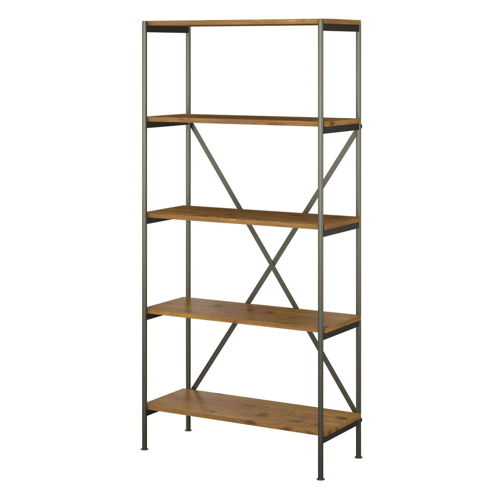 Vintage Golden Pine 5 Shelf Etagere Bookcase W244
