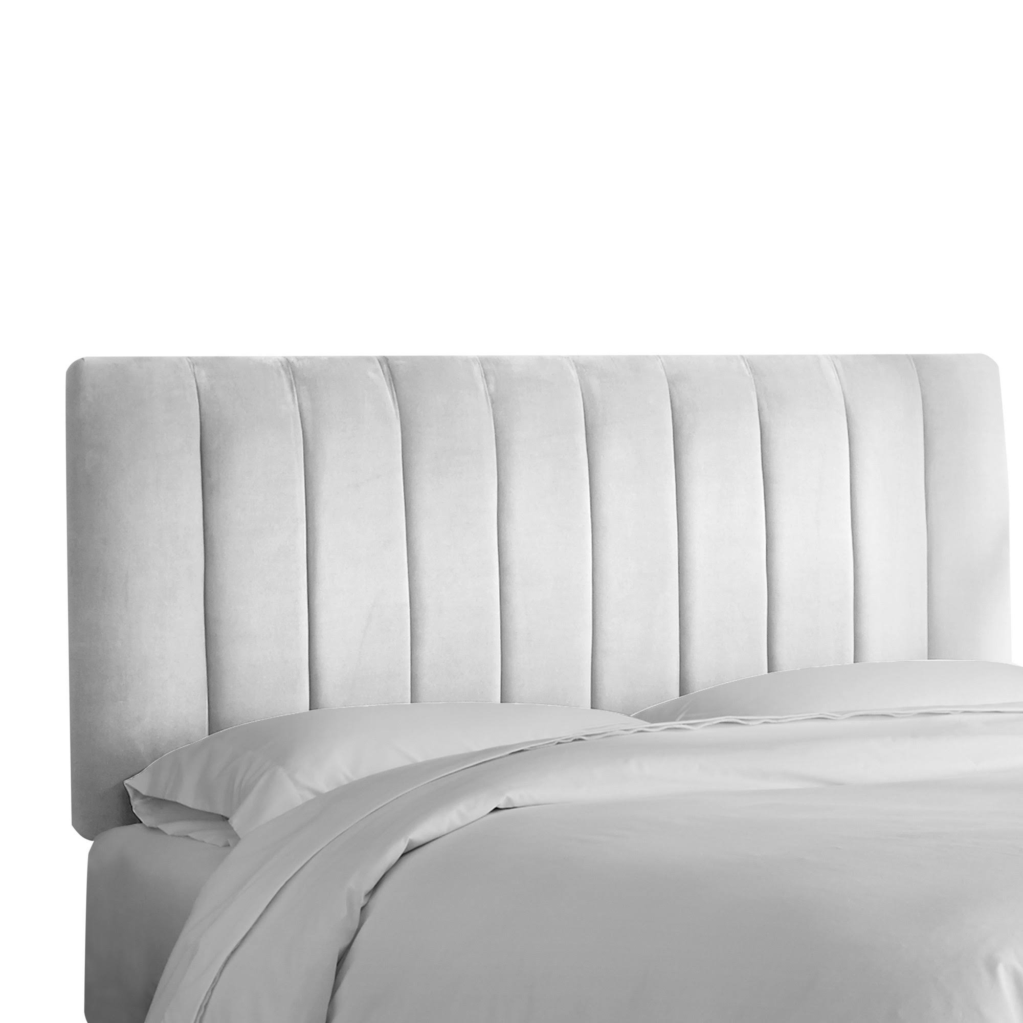 White Velvet Channel Seam Headboard P5555