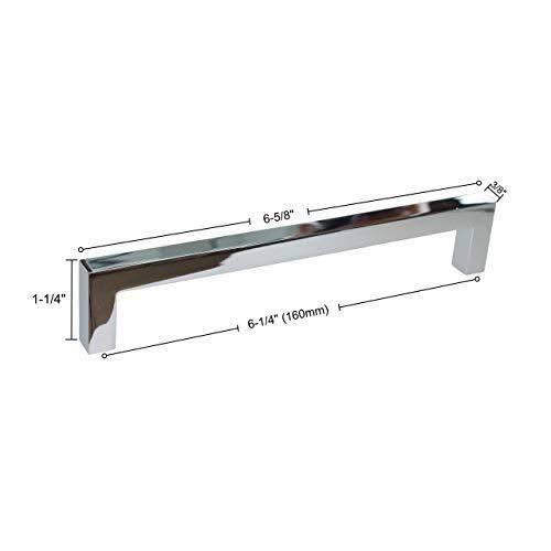 6.25-Inch Solid Square Cabinet Bar Pull Handle Polished Chrome Pack of 25 W48571