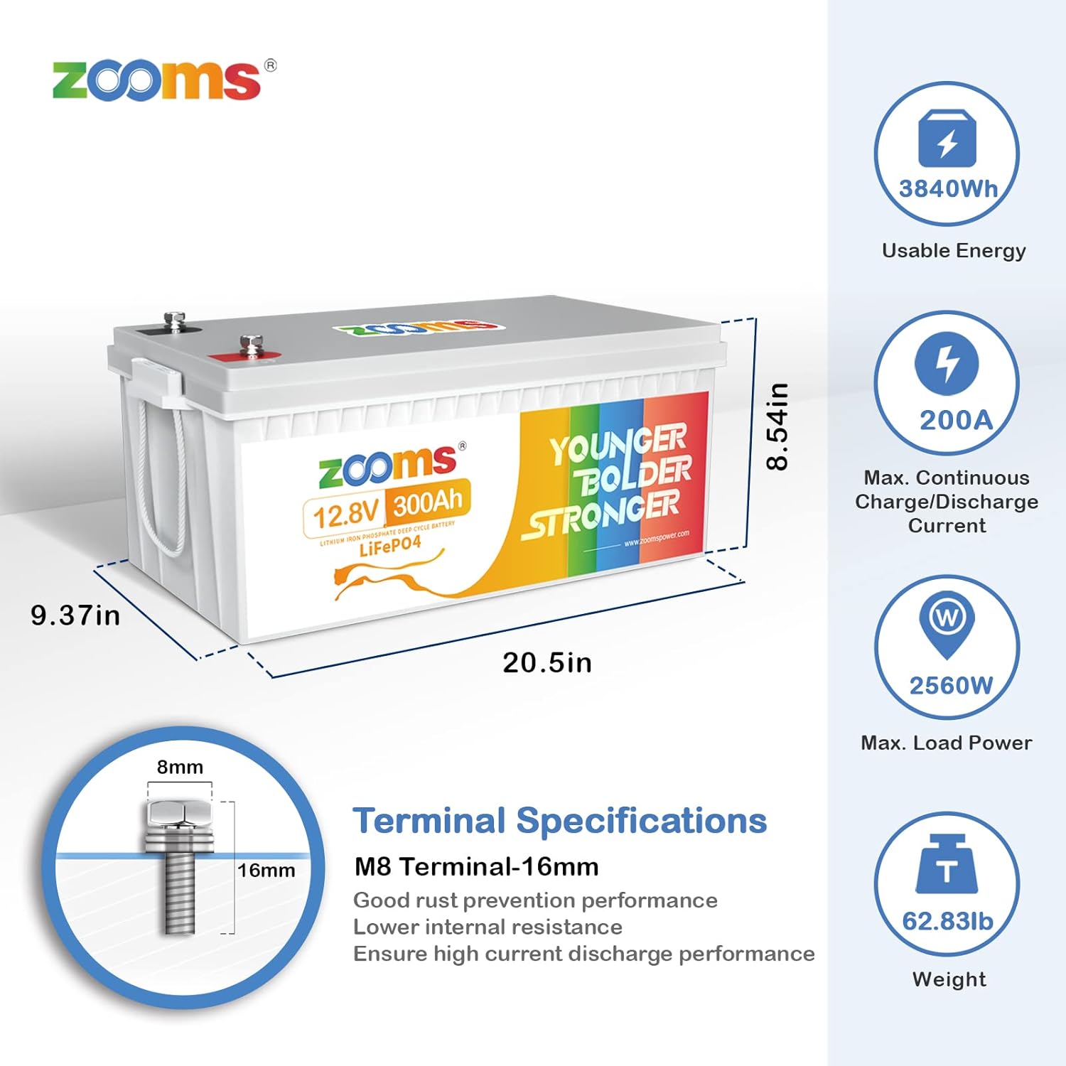 12V 100Ah LiFePO4 Deep Cycle Battery B5480