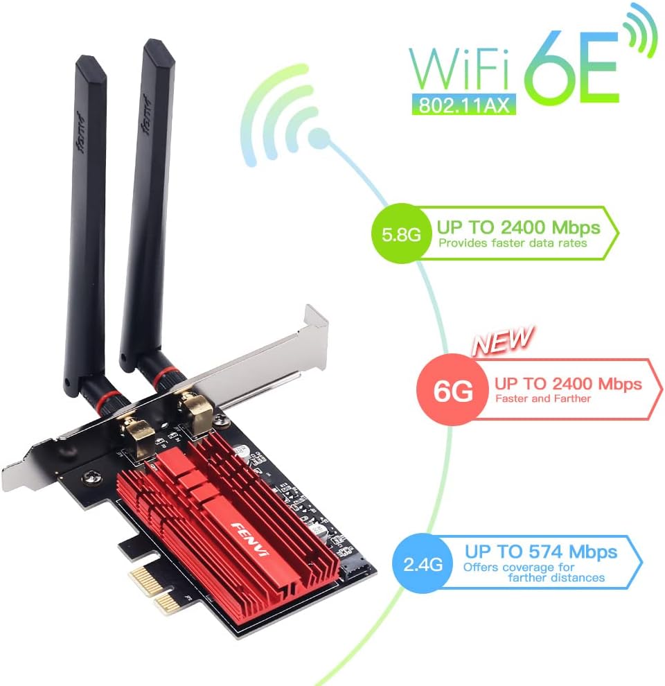 WiFi 6E AX210 PCI-E Tri-Band 5400Mbps Wireless Network Adapter Pack of 2 G8089