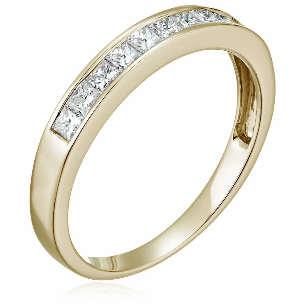 14K Yellow Gold Princess Cut Diamond Wedding Band Size 9 J7423