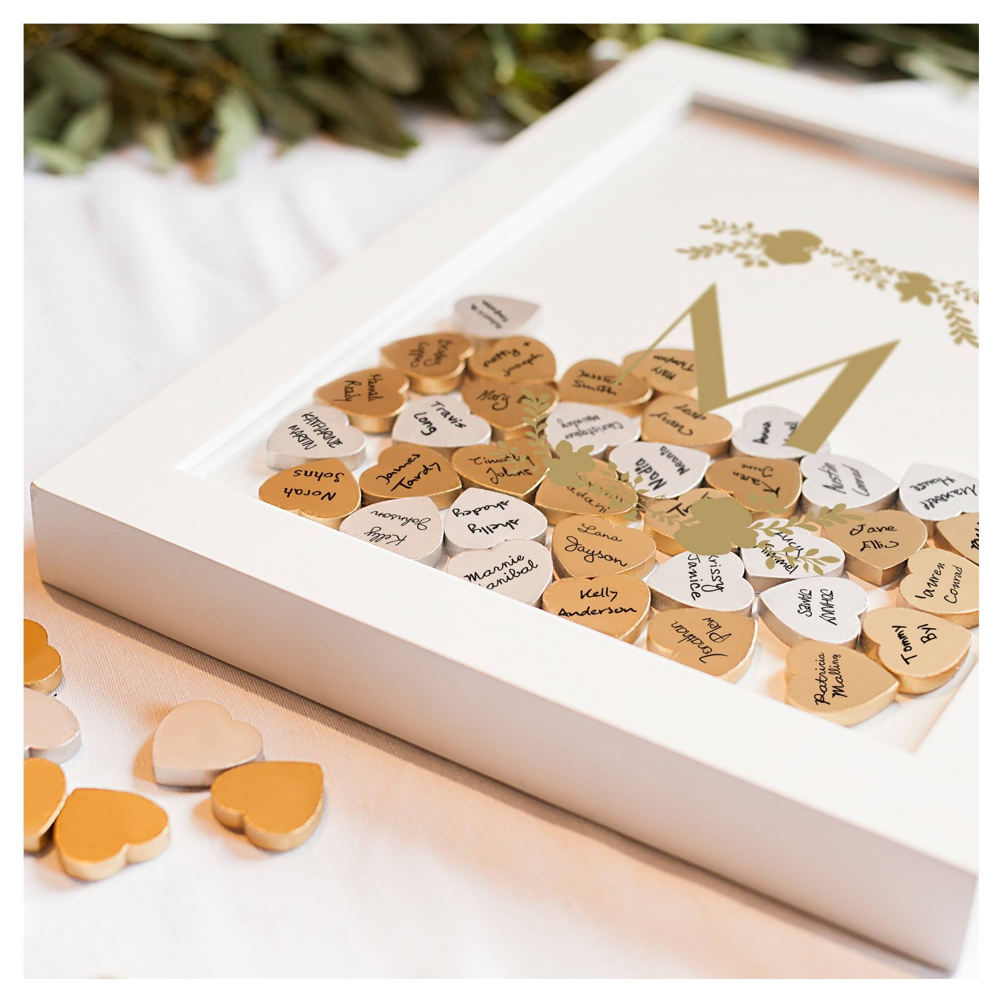 Gold Heart Drop Guestbook V709
