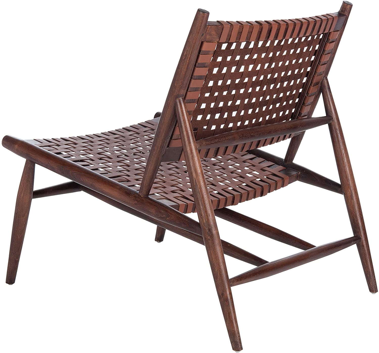 Brown Leather Woven Accent Chair Y972