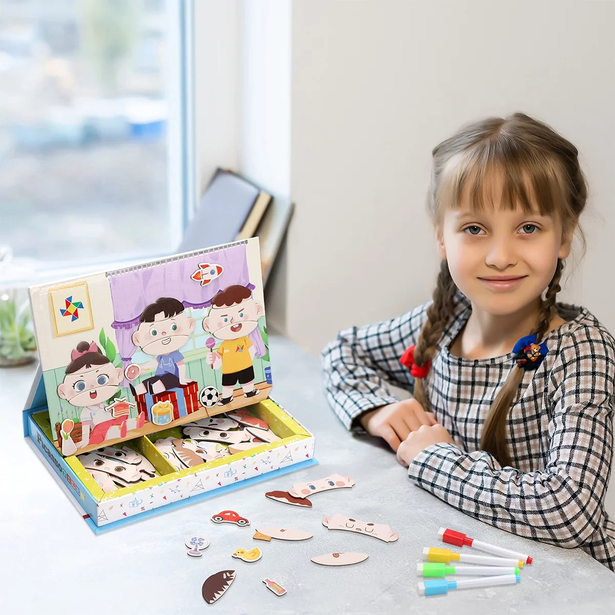 108pcs Magnetic Drawing Board Puzzle Book X73849