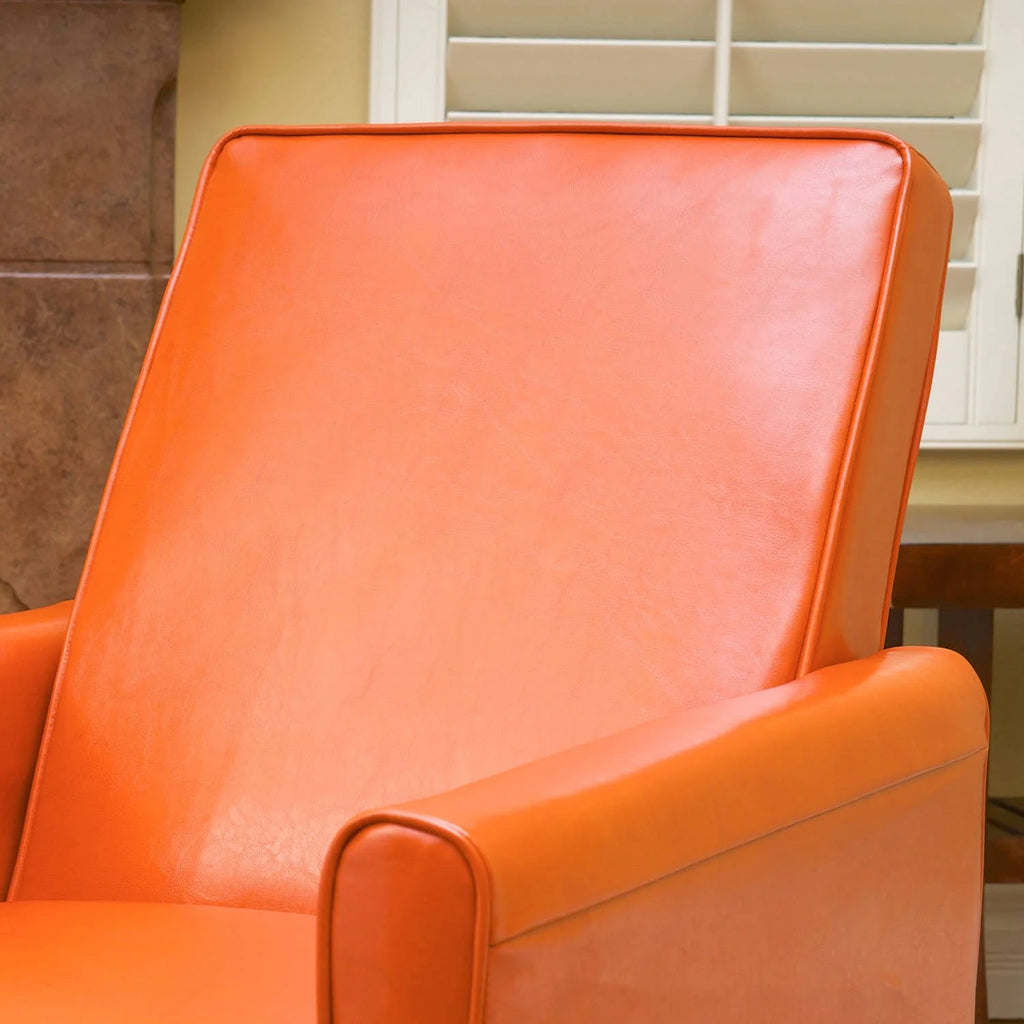 Orange Bonded Leather Push Back Recliner I389